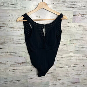 Jets  by jessika Allen black striped sheer Australian one piece swimsuit size 4